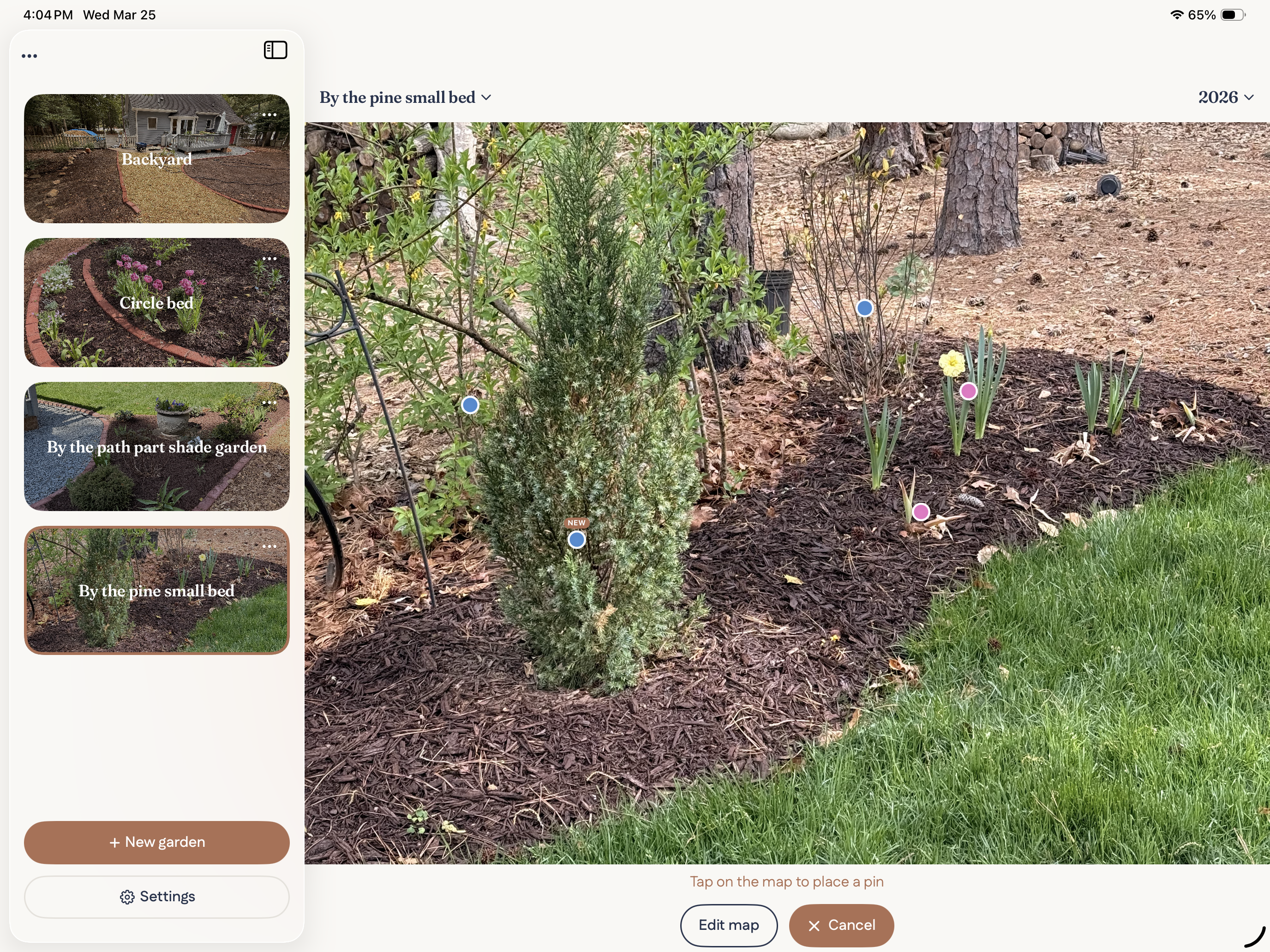 Garden planning screenshot on iPad