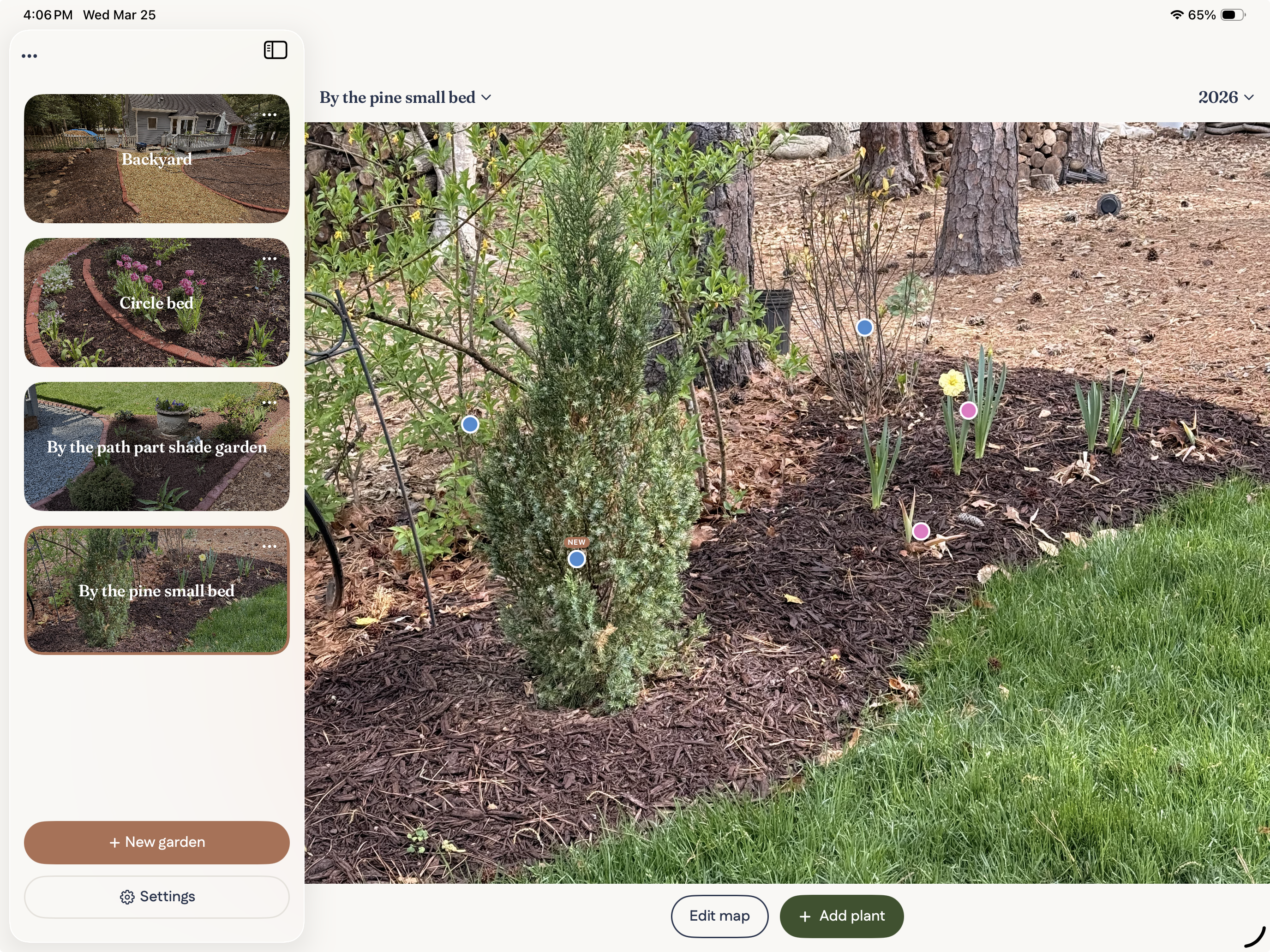 Garden planning screenshot on iPad